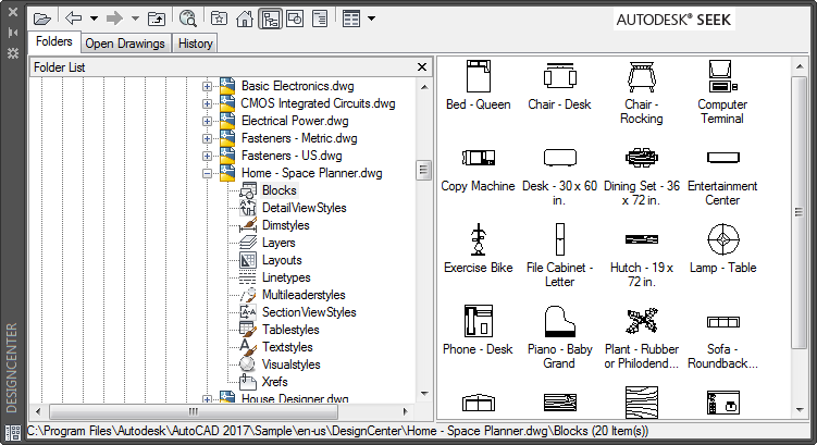 where is the design center in autocad 2016 for mac